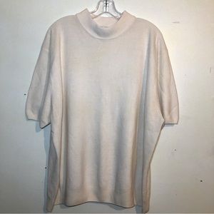 CST Studio Short Sleeves Sweater, Mock Neck, cream, size 3X